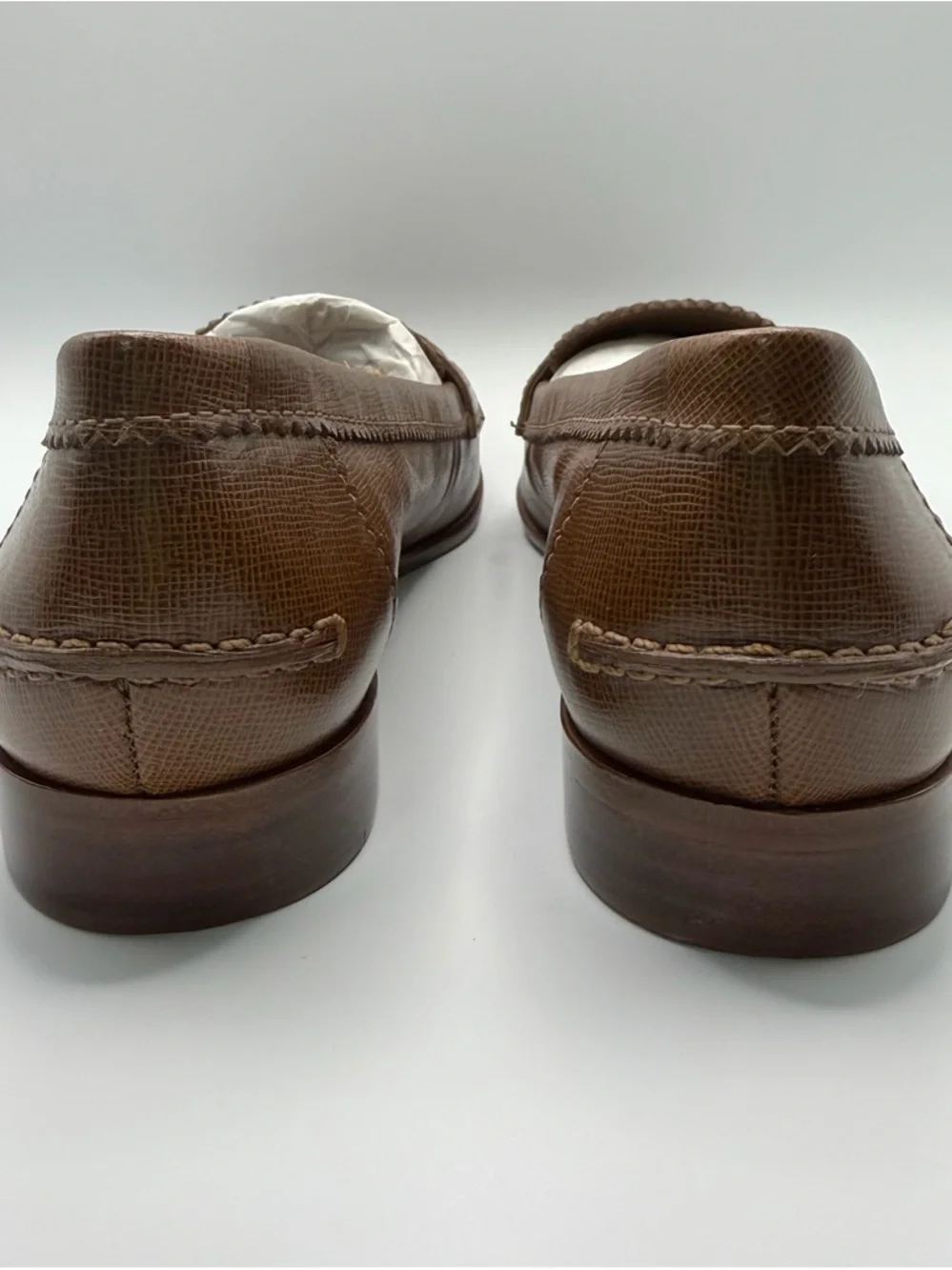 Tory Burch Pennie Low Heel Loafers Brown Saffiano Leather Size 8 NIB